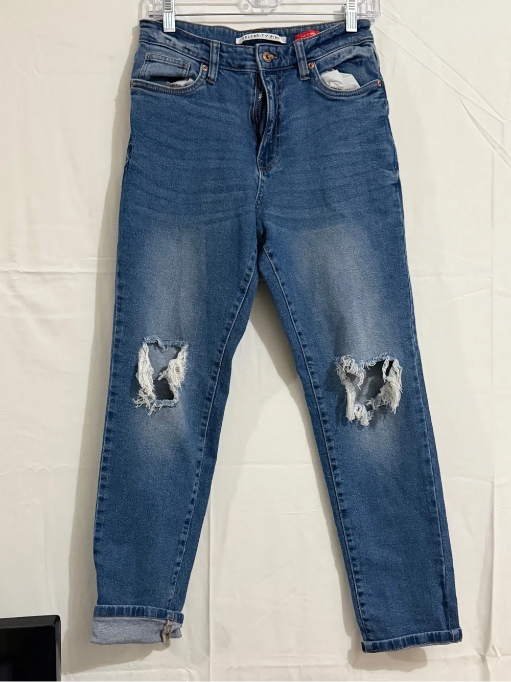 Celebrity Pink Men's Slim Straight Ripped Blue Jeans